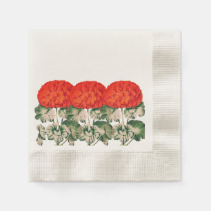 Vintage Geranium Trio  - bold floral    Napkin