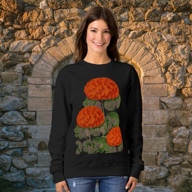 Vintage Geranium Trio  - bold floral     Sweatshirt (Creator Uploaded)