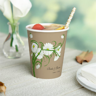 Vintage Gerber Daisy Flowers Wedding Paper Cups