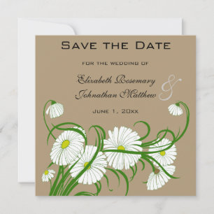 Vintage Gerber Daisy flowers Wedding Save the Date