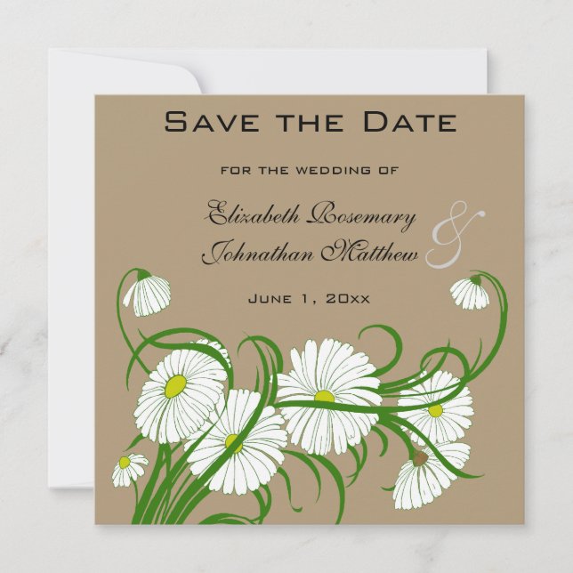 Vintage Gerber Daisy flowers Wedding Save the Date (Front)