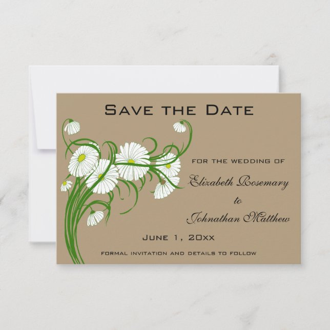 Vintage Gerber Daisy flowers Wedding Save the Date (Front)