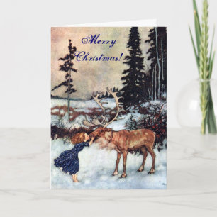 Vintage Gerda and the Reindeer by Edmund Dulac Holiday Card