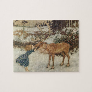 Vintage Gerda and the Reindeer by Edmund Dulac Jigsaw Puzzle
