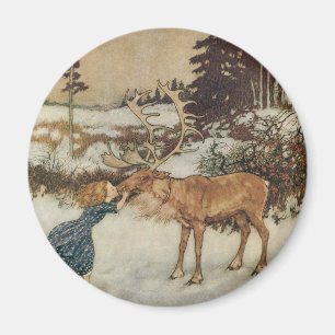 Vintage Gerda and the Reindeer by Edmund Dulac Magnet