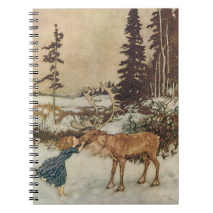 Vintage Gerda and the Reindeer by Edmund Dulac Notebook
