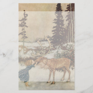 Vintage Gerda and the Reindeer by Edmund Dulac Stationery