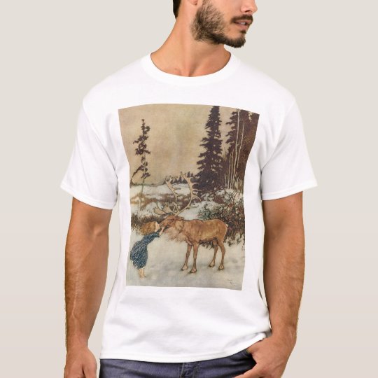 Vintage Gerda and the Reindeer by Edmund Dulac T-Shirt