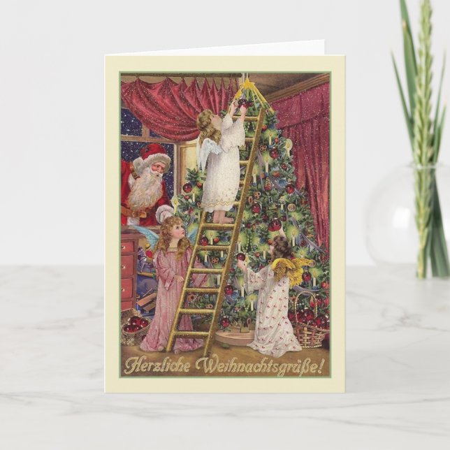Vintage German Angels Christmas Card (Front)