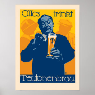 Vintage German Beer Advertisement Poster