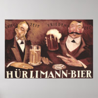 Vintage German Beer Bar Pub Art Poster Hurlimann