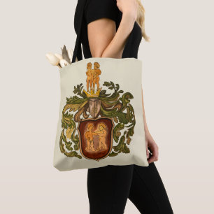 Vintage German Brown and Gold Gemini Coat of Arms Tote Bag