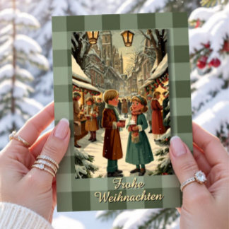 Vintage German Christmas Market Card children
