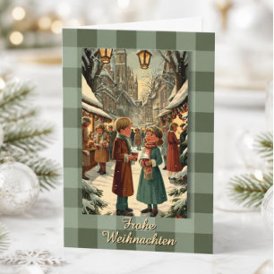 Vintage German Christmas Market Card children