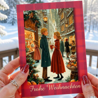 Vintage German Christmas Market Card Couple