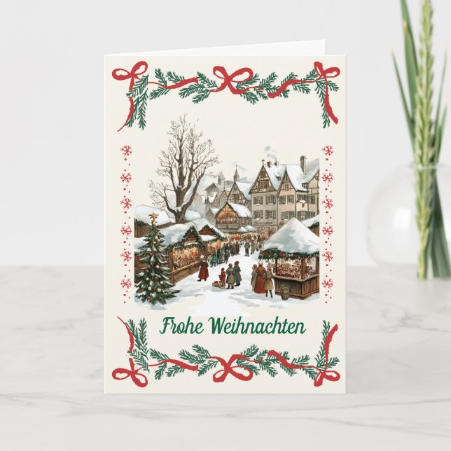 Vintage German Christmas market christmas Card (Front)