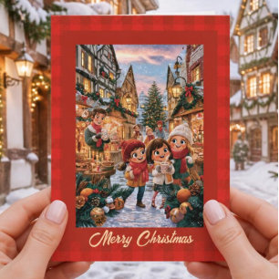 Vintage German Christmas Market  Holiday Card