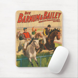 Vintage German Circus Poster Of Jockeys On Horses Mouse Mat