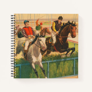 Vintage German Circus Poster Of Jockeys On Horses Notebook