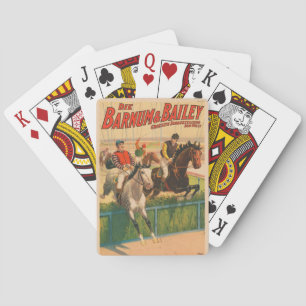 Vintage German Circus Poster Of Jockeys On Horses Playing Cards
