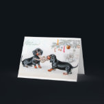 Vintage German Dachshund Christmas Card<br><div class="desc">Vintage German Christmas greeting card. Two adorable Dachshund puppies tugging on a Gingerbread Man! Sweet German Christmas card! Happy Christmas! Happy Christmas!</div>