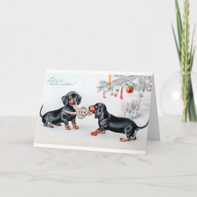 Vintage German Dachshund Christmas Card (Front)