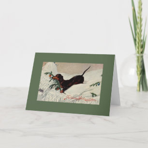 Vintage German Dachshund Christmas Greeting Card