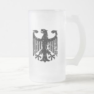 Vintage German Eagle Frosted Glass Beer Mug
