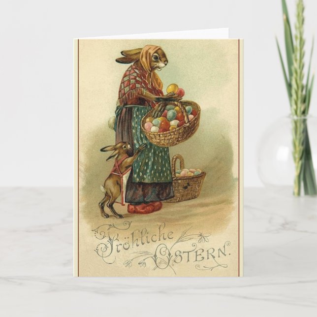 Vintage German Easter Card.  Fröhliche Ostern! Holiday Card (Front)