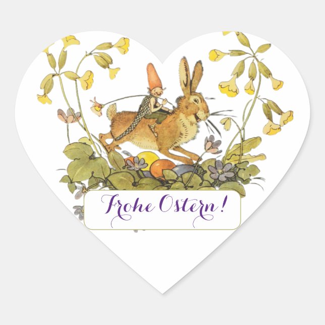 Vintage German Easter Heart Sticker (Front)