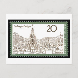 Vintage German Freiburg im Breisgau Stamp Postcard