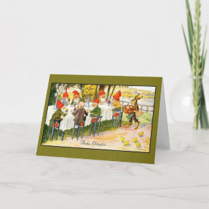 Vintage German Gnome Frohes Osterfest Easter Card