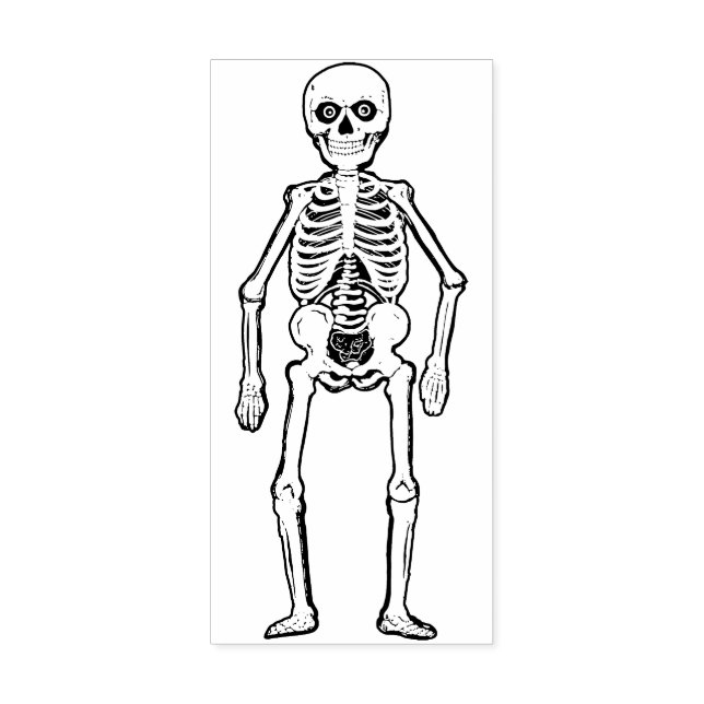Vintage German Halloween Skeleton Rubber Stamp (Imprint)
