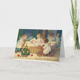 Vintage German Heart Christmas greetings Card