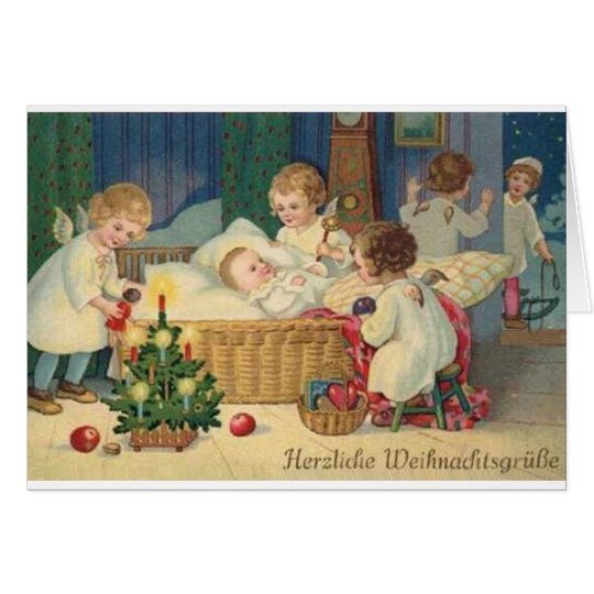 Vintage German Herzliche Weihnachtsgrüße Card