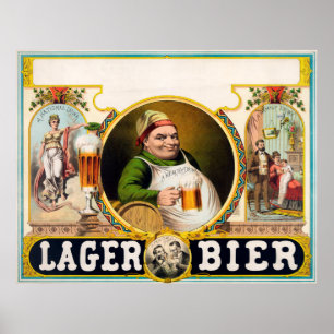 Vintage German Lager Beer Advertisement Poster