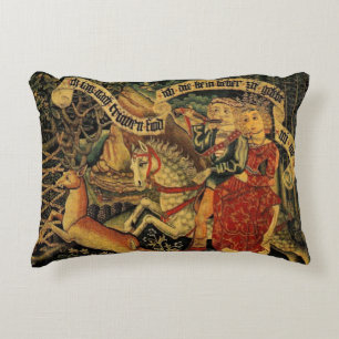 Vintage German Mediaeval Renaissance Love Hunting Decorative Cushion