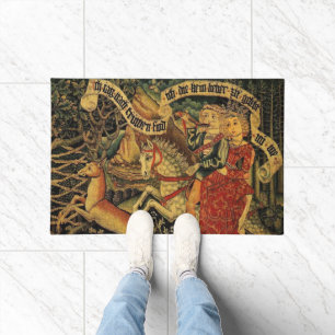 Vintage German Mediaeval Renaissance Love Hunting Doormat