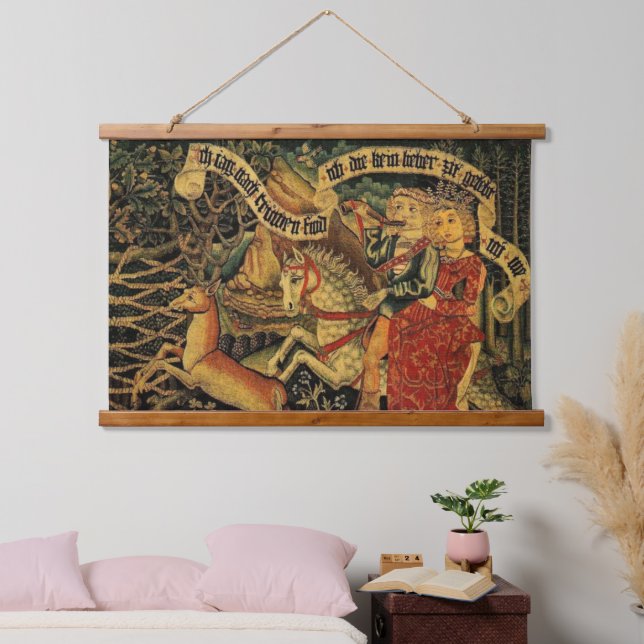 Vintage German Mediaeval Renaissance Love Hunting  Hanging Tapestry (Bedroom)