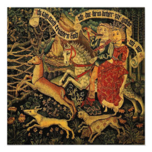 Vintage German Mediaeval Renaissance Love Hunting Photo Print