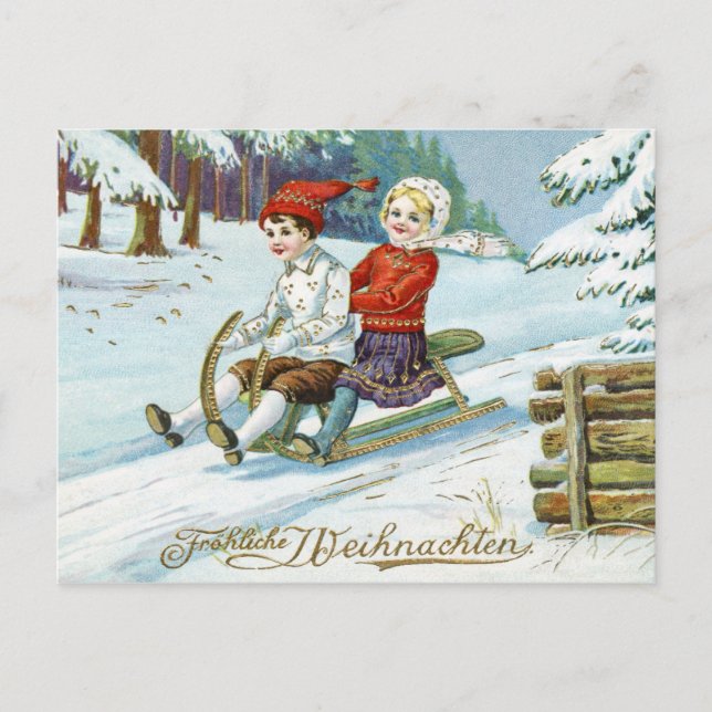 Vintage German Merry Christmas Frohe Weinachten Postcard (Front)