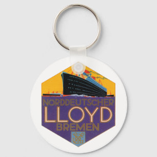 Vintage German Ocean Liner Image Key Ring