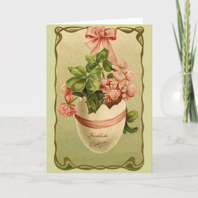 Vintage German Ornate Easter Egg Greeting Card (Front)