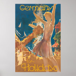 Vintage German Poster Germany For Holidays Print