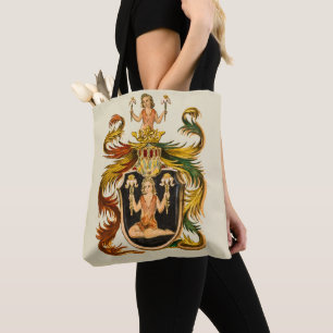 Vintage German Red and Green Virgo Coat of Arms Tote Bag