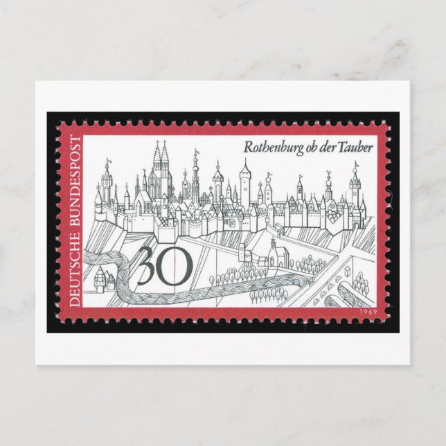 Vintage German Rothenburg ob der Tauber Stamp Postcard (Front)