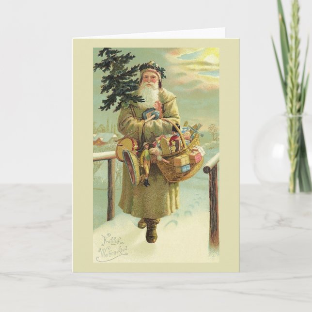 Vintage German Santa Christmas Card (Front)