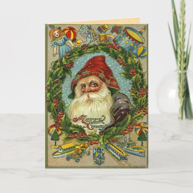 Vintage German Santa Christmas Card (Front)