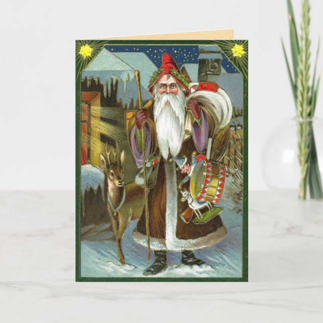 Vintage German Santa Christmas Card (Front)