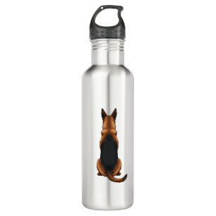 Vintage German Shepherd Back View Dog Illustration 710 Ml Water Bottle